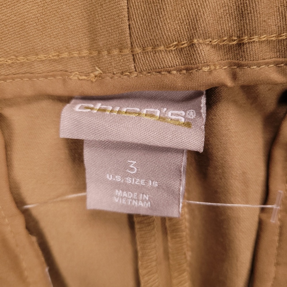 CHICOS Pants Size XL/16 (3) Tan Straight Leg Capri Crop Twill Stretch NEW - Picture 6 of 13